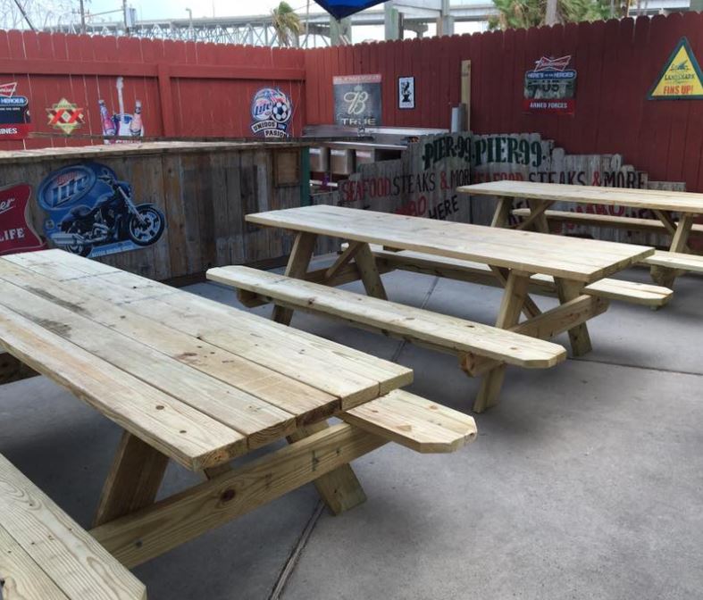 Photo of the dog-friendly patio at Pier 99 Restaurant in Corpus Christi, TX.